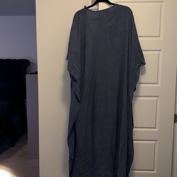Vintage style Rayon  Long KAFTAN  MAXI DRESS Blue One Size - Picture 4 of 12